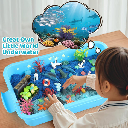 Kaelinda 3-5, 3-4, 3 4 5 6 7 8 Ocean Sensory Bin - Sea Animals Toys for Kids Sensory Bin Sand Gifts for Toddler Ocean