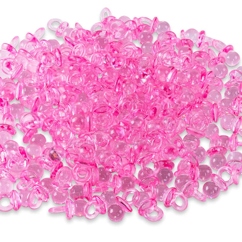 Super Z Outlet Mini Acrylic Baby Pacifiers for Baby Shower Decorations, 144 Pieces (Pink)