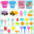 EULRGAUS 36 Beach Toys, PCS Sand Toys with Construction Vehicles, Collapsible Bucket, Princess & Prince and Ice Cream