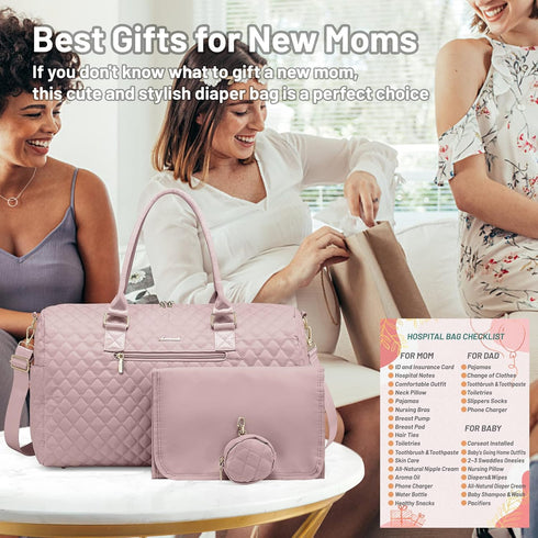 Mommy LOVEVOOK Diaper Bag Tote with Pacifier Case and Changing Pad, Large Capacity Bag for Hospital and Weekender