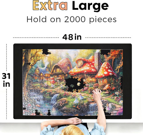 2000 48 31 6 Lwoeo Jigsaw Puzzle Mat Roll Up Pieces, Black x Smooth Top Saver Pad, Large Rubber Puzzel Matt Rollup
