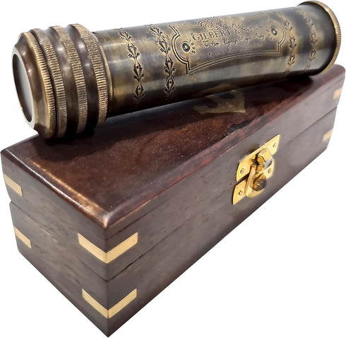 collectiblesBuy Antique Finish Brass Kaleidoscope, Gilbert & Sons Engraved Nautical Instrument Table Decor