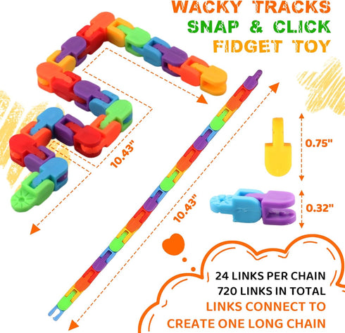 FUIYKA 30pcs Wacky Track Fidget Toys Bulk for Kids: Snap and Click Sensory Puzzle, Goodie Bag, Treasure Box Prizes