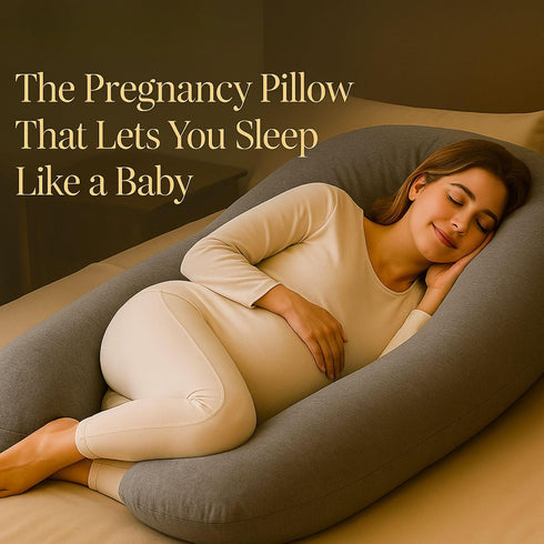 100% U-Shaped Pregnancy Pillow Cotton Cover, Full Body Maternity Support for Belly, Back and Legs Bonus Eye Mask