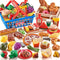 Play Food Sets for Kids Kitchen, Global Cuisine Toddler Cutting Fake Food