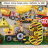 JUANBUDONG Set,Yellow 3 Balloons,3rd Construction Theme Balloons and Black Striped Construction Foil Number