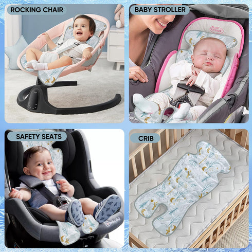 Miracle Baby Summer Babies(1-Pack) Gel Car Seat Cooling Pad, Reversible Cooler Mat for Stroller, Seat Liner