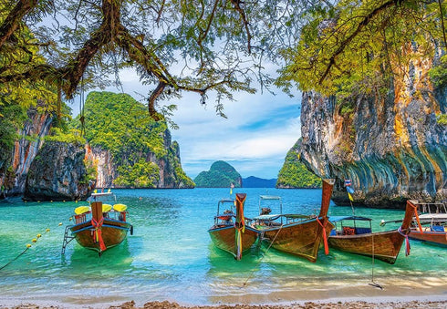 1500 C-151936-2 Castorland Piece Jigsaw Puzzles, Beautiful Bay in Thailand, Asia, Island, Fishing Boat, Ocean Puzzle