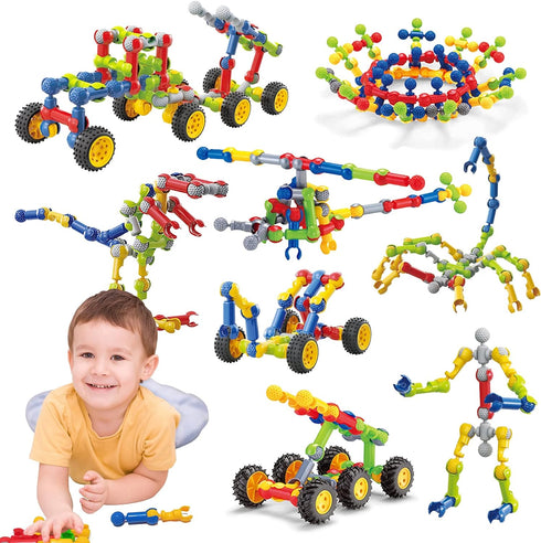 Kids Building Kit STEM Toys, 110 Pcs Educational Construction Blocks DIY Learning Set for Ages 3-10