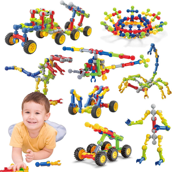 Kids Building Kit STEM Toys, 110 Pcs Educational Construction Blocks DIY Learning Set for Ages 3-10