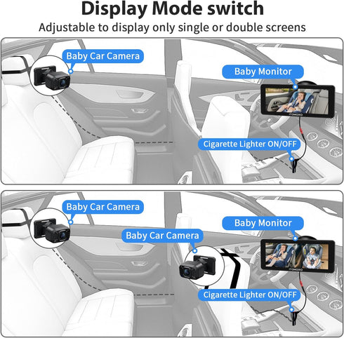 Itomoro 6.8 inch 1080P 2 Baby Car Camera Dual-Channel HD Display with IR Night Vision, Baby Car Mirror Easily Install