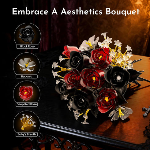 Set (414 Mothers Day Rose Flower Bouquet Building for Adults, Gift for Mom Wife Couple Women Teen Girlfriend
