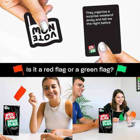 Fun Red Flag Green Flag Party Game - Judge Friends' Dating Decisions - 230 Diverse Questions for Adults
