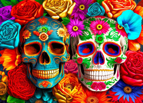 HUADADA 1000 Piece Puzzles for Adults - Colourful Flowers Skull Jigsaw Puzzles for Home Decoration