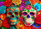HUADADA 1000 Piece Puzzles for Adults - Colourful Flowers Skull Jigsaw Puzzles for Home Decoration