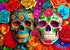 HUADADA 1000 Piece Puzzles for Adults - Colourful Flowers Skull Jigsaw Puzzles for Home Decoration