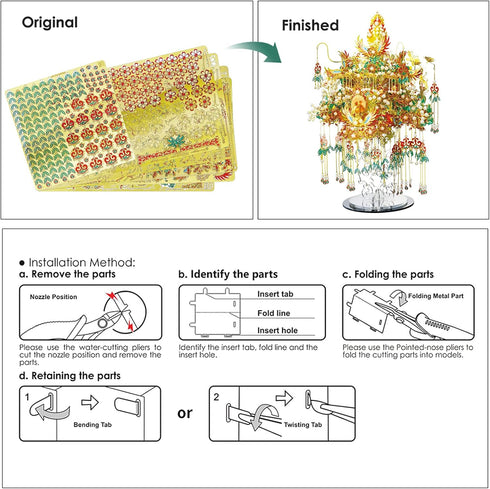 Piececool 3D Metal Asian Puzzles Model Kits, Garuda Coronet Metal Building Kit for Adults, 522 Pcs Brain Teaser Puzzle