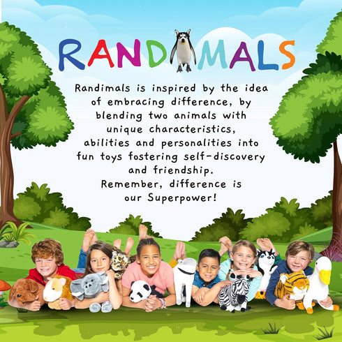 Randimals Plush Toy Stuffed Animal Mix - Horse & Shark Hybrid Stuffed Animals for Girls & Boys - Huggable & Soft Animal