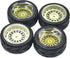 4PCS/Set 64mm Rubber Tires & Plating Plastic Wheels Rims Replacement Part for 1/10 RC On-Road Touring Car Racing Car (Gold, Offset 9mm)