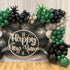 Green Black Balloons, Dark Green Black Silver Confetti Balloons, 35 Pcs 12 Inch for Birthday Party Decorations