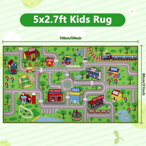 5' 2.7' Capslpad Kids Rug Educational Play Rug x Traffic Road Kids Play Car Mat Large Learning Play Game Area Rug Kids