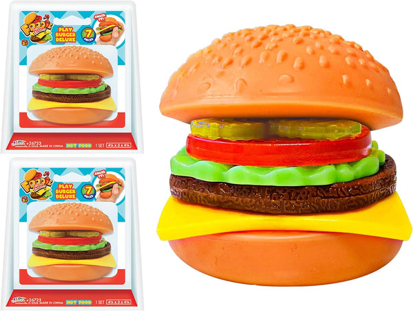 JA-RU Foodie Fusion Play Burger Deluxe Squishy Toy (2 Pack) Smushy Make