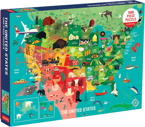 Mudpuppy 1000 Piece United States Jigsaw Puzzle for Adults, Vibrant Illustrations of 50 States