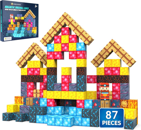 Desire Deluxe Magnetic Building Blocks 87 PCS 3D STEM Construction Cubes, Montessori