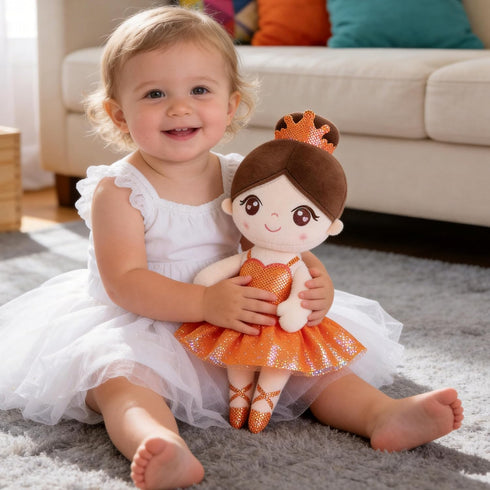 14 Inches Gloveleya Baby Girl Gifts Dolls Soft Plush Toy Ballet Girl Doll Orange with Gift Box