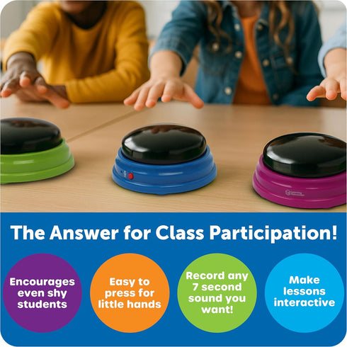 Learning Resources Recordable Answer Buzzers - Classroom Must Haves Supplies, Kids Toys, Sound Effect Button, Family