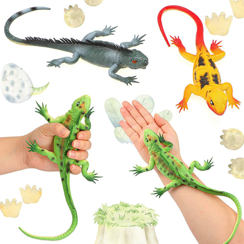 13.5 Inch Lizard Toy with Sound - Colorful Plastic Fake Big Artificial Model Lizards for Educational Prop Party Favor