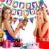 2 Pieces Tie Dye Party Decorations, Happy Birthday Pennant Banner for Retro Classic 60s 70s Theme Supplies