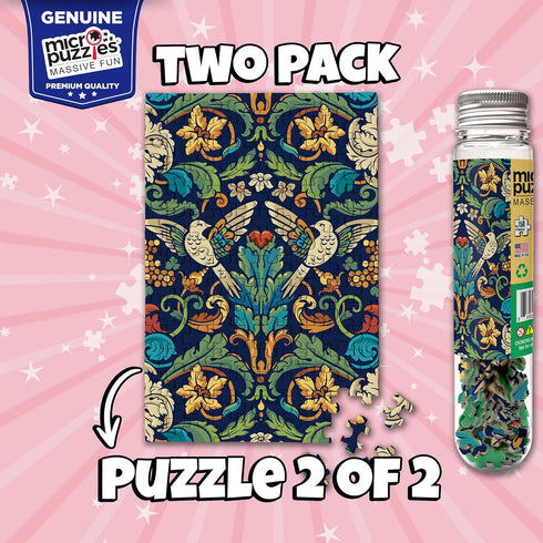 Victorian Wallpaper MicroPuzzles 2-Pack - 150 Piece Mini Puzzles for Adults - 4” x 6” Inch