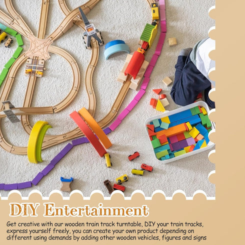Set CroBlissful Wooden Train Track Accessories, Forked Wooden Train Tracks Expansion Multi Way Switch Track for Most