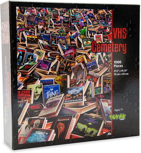Horror VHS Cemetery 1000-Piece Jigsaw Puzzle - Brain Teaser for Kids and Adults | 28 x 20 Inches