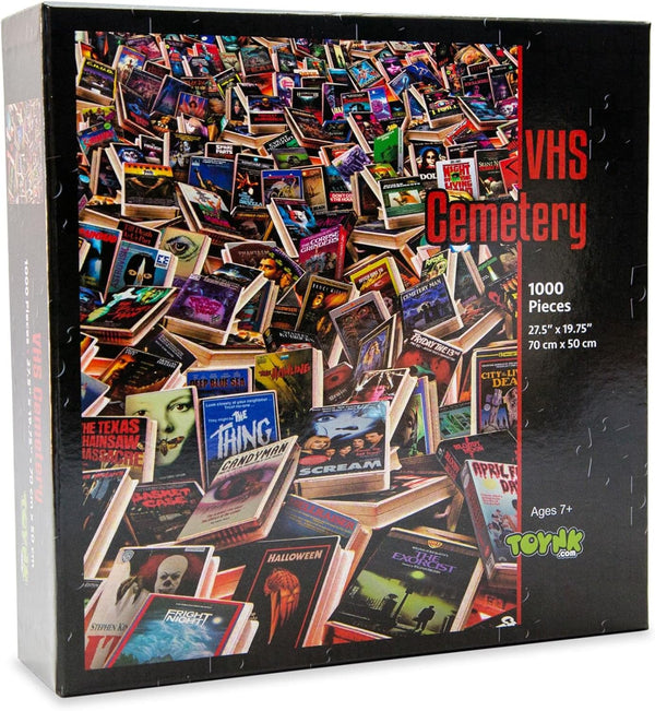 Horror VHS Cemetery 1000-Piece Jigsaw Puzzle - Brain Teaser for Kids and Adults | 28 x 20 Inches