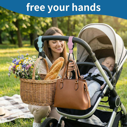 HOXITRADE 6PCS Stroller Hooks for Diaper Bags Durable Leather Stroller Straps & Heavy-Duty Clips | Universal Stroller