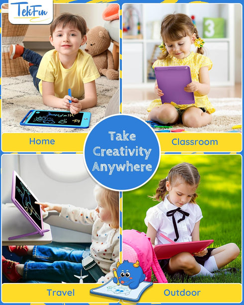 TEKFUN 3 Pack LCD Writing Tablet for Kids - 8.5 Inch Doodle Board, Reusable Drawing Tablet with Lanyard, Educational