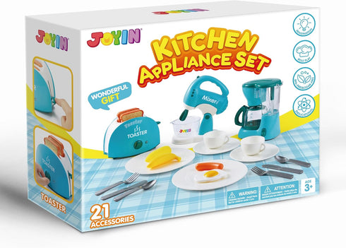 Joyin Play Kitchen Toys, Pretend Food Kitchen Accessories Girls Toy with Coffee Maker, Mixer, Toaster with Realistic