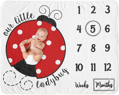 Sweet Jojo Designs Little Ladybug Girl Milestone Blanket Monthly Newborn First Year