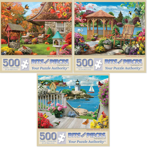 Bits and Pieces Value Set of Three 500 Piece Jigsaw Puzzles for