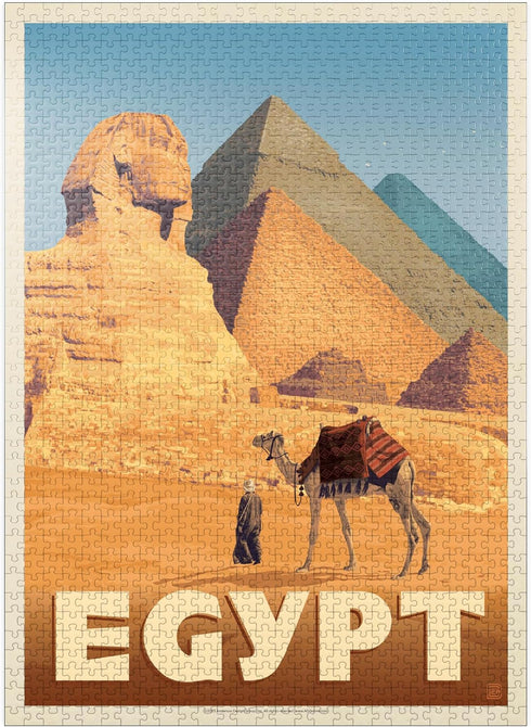 MyPuzzle Egypt: Vintage Poster - Premium 1000 Piece Jigsaw Puzzle for Adults, Pyramids and The Great Sphinx