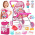 Baby Doll Stroller Set with 12.5" Doll, Baby Dining Table, Backpack with