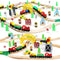 TOY Life Train Set 60pcs Wooden Train Set with Crane, Tracks for Toddlers 3-5, Fits Thomas Brio Melissa