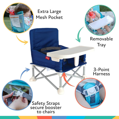 6+ 3-Point Summer Nuby Pop-Up Booster Seat with Removable Tray - Months - Portable Booster Seat for Floor