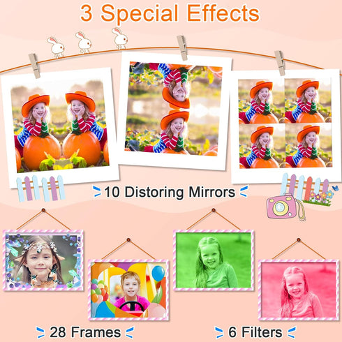 GKTZ Kids Digital Camera - Toys for Girls Age 3-8, Children Camcorder with 32GB SD Card, Birthday Gifts for 3-8 Year