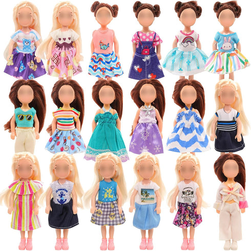 Miunana 21 PCS Girl Doll Clothes Dress Outfits & Shoes for 4-6 Inch Dolls, Includes 4 Pairs of Shoes