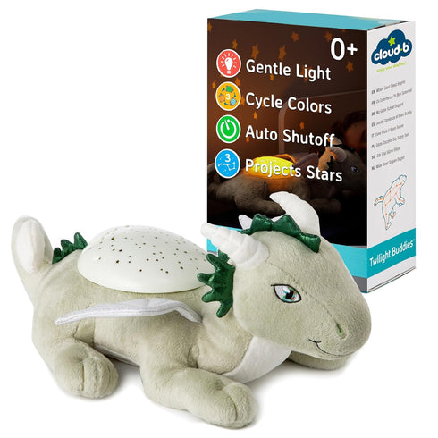 Cloud B Twilight Buddies Dragon Plush Night Light | Star & Constellation Projector | 3 Colours | Auto Shut-Off | from