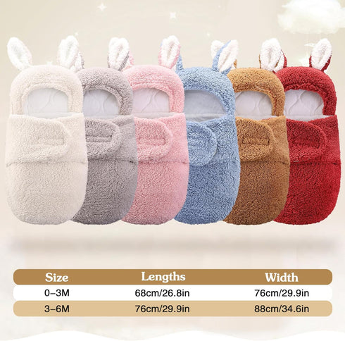 Yoolhamy 0-3 3-6 Baby Swaddle Blanket Newborn Receiving Blanket with Cute Rabbit Ears Soft Plush Wrap Outerwear