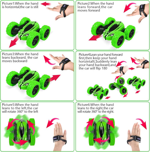 Twister.CK 2PACK 4WD 360 2.4GHZ RC Stunt Car Watch Gesture Sensor Car Double Sided Degree Rotating Tumbling